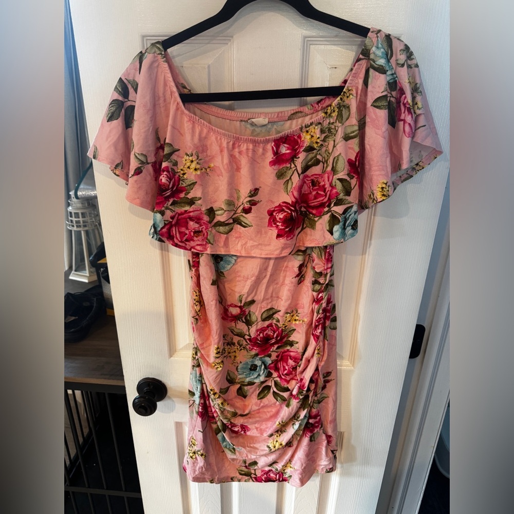 Pinkblush Pink Floral Off-Shoulder Mini Dress